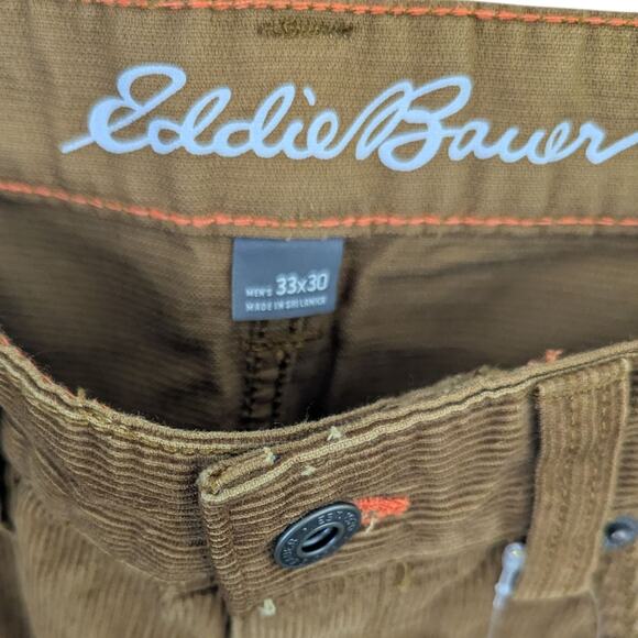 Eddie Bauer 33x30 Men's Faultline Corduroy Pants NEW warm brown - Picture 3 of 5